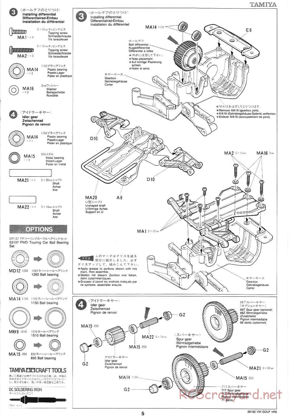 Tamiya - Volkswagen Golf VR6 - FF-01 Chassis - Manual - Page 5