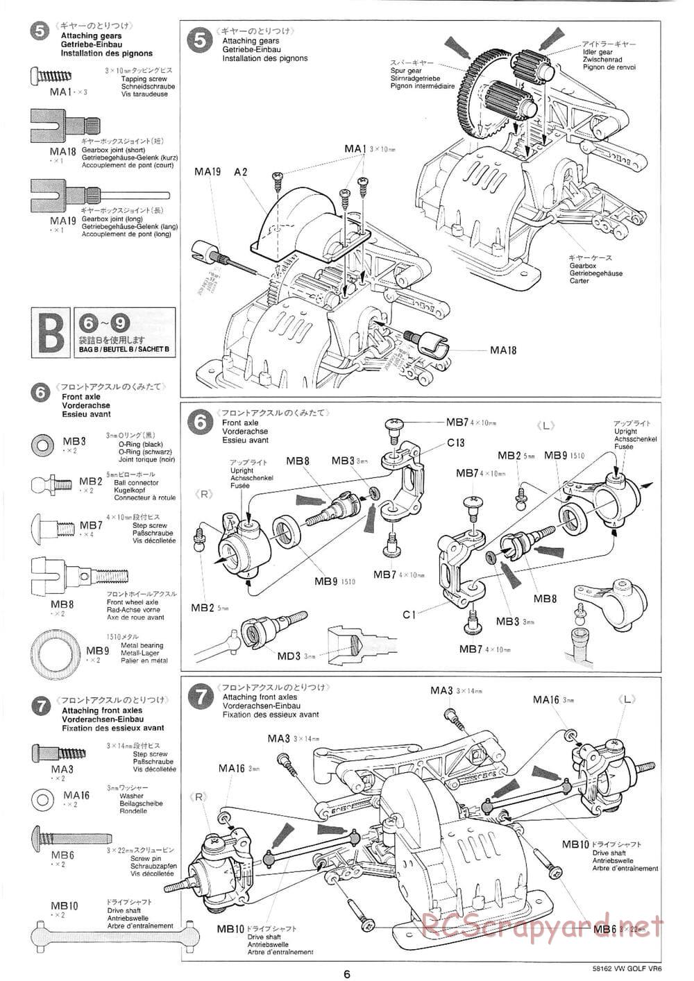 Tamiya - Volkswagen Golf VR6 - FF-01 Chassis - Manual - Page 6