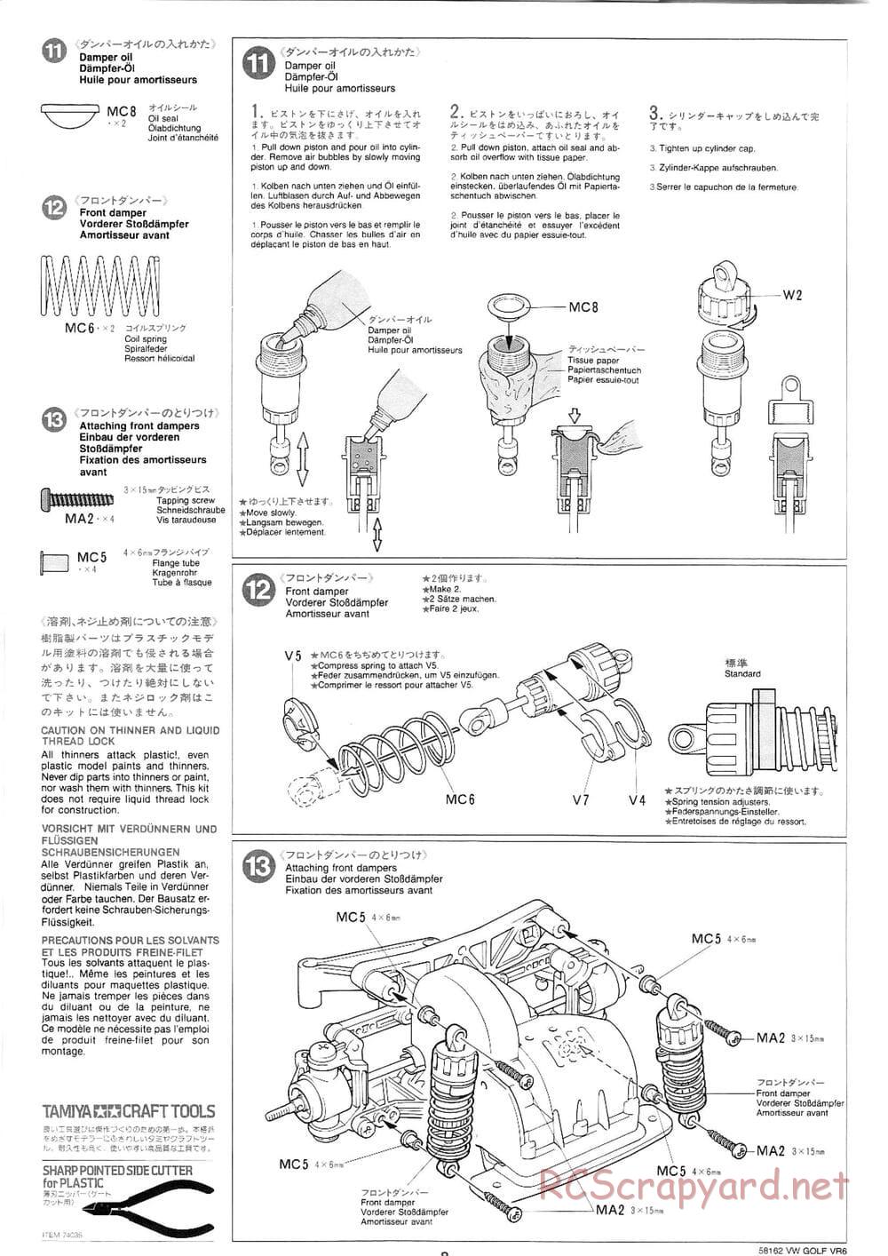 Tamiya - Volkswagen Golf VR6 - FF-01 Chassis - Manual - Page 8