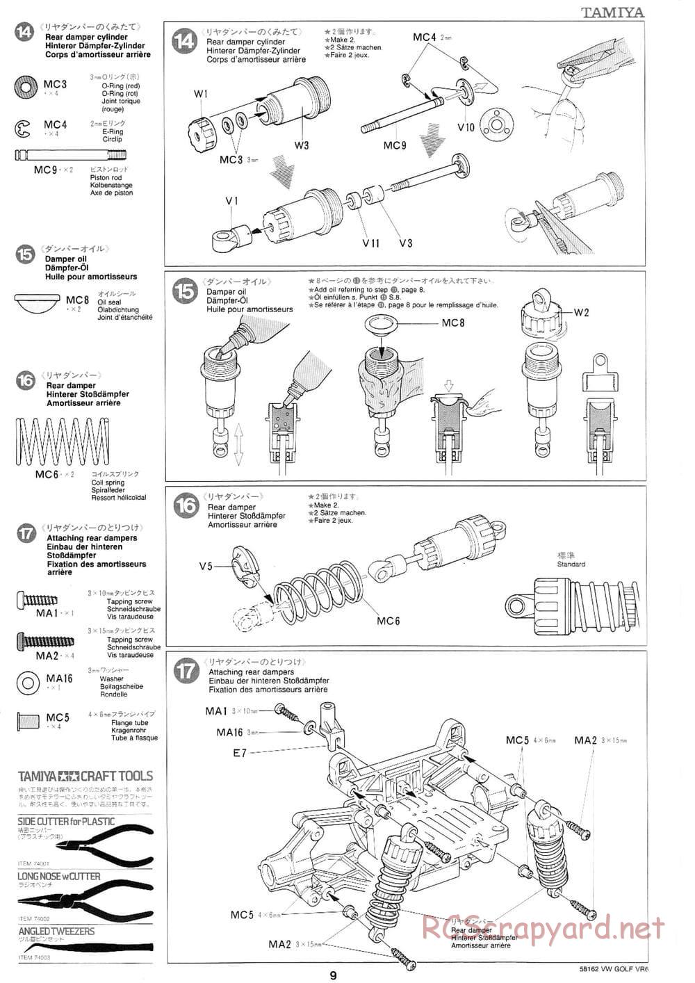 Tamiya - Volkswagen Golf VR6 - FF-01 Chassis - Manual - Page 9