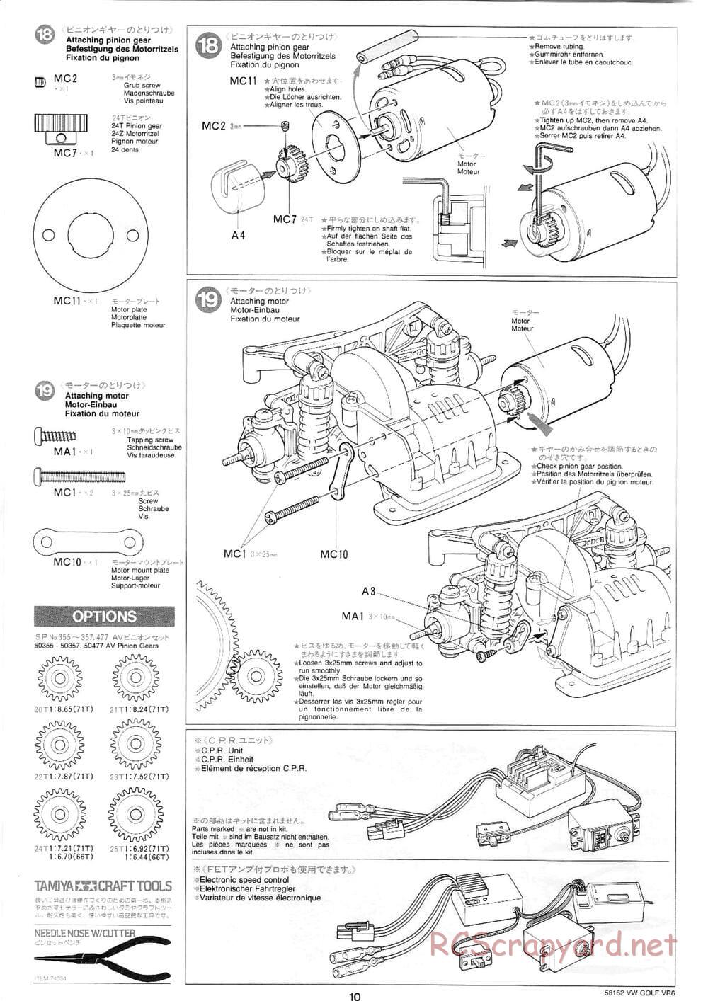Tamiya - Volkswagen Golf VR6 - FF-01 Chassis - Manual - Page 10