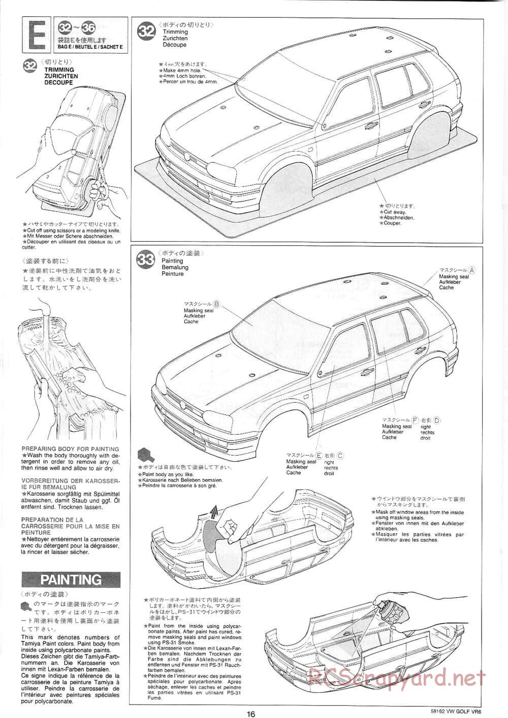 Tamiya - Volkswagen Golf VR6 - FF-01 Chassis - Manual - Page 16