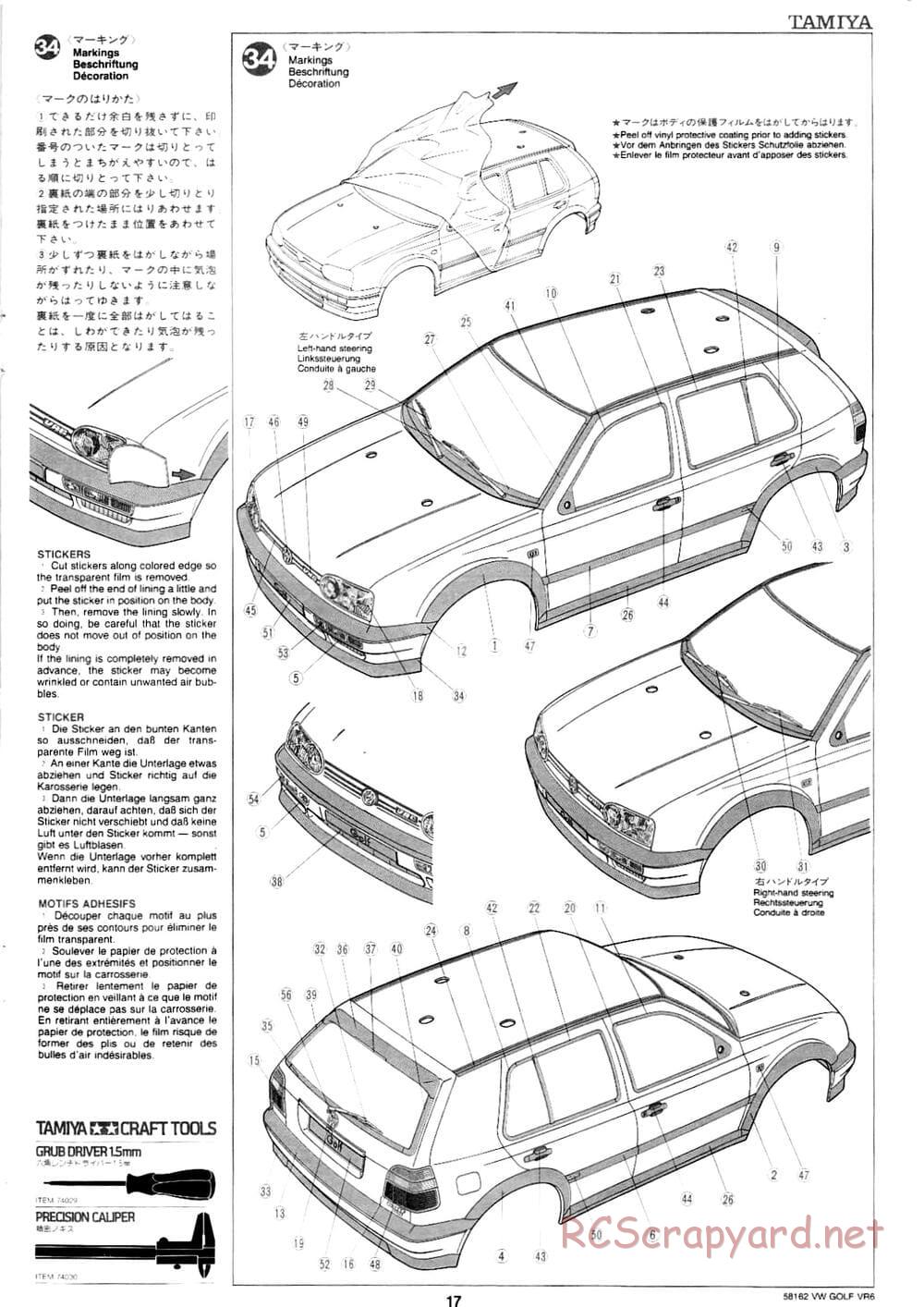 Tamiya - Volkswagen Golf VR6 - FF-01 Chassis - Manual - Page 17