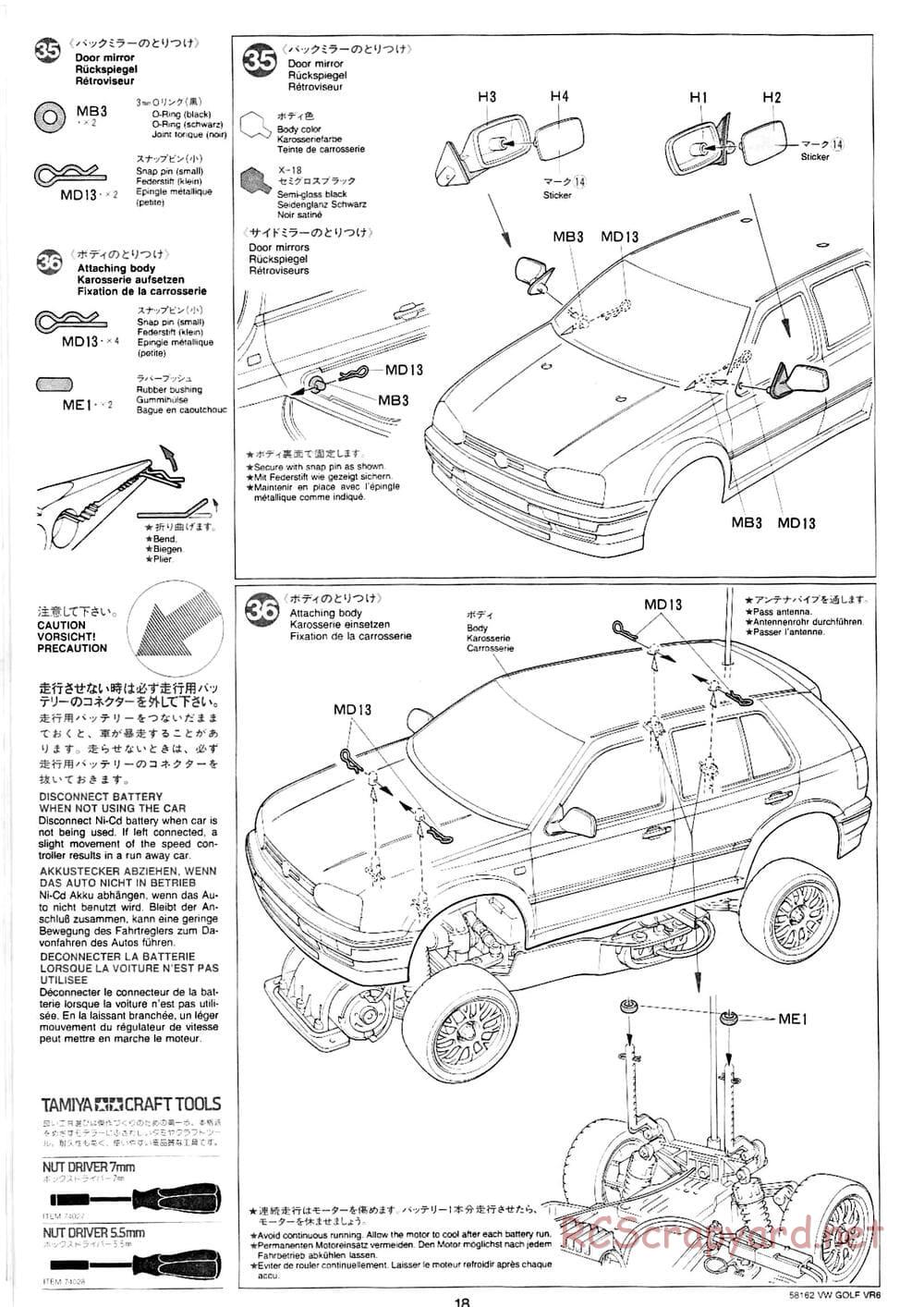 Tamiya - Volkswagen Golf VR6 - FF-01 Chassis - Manual - Page 18