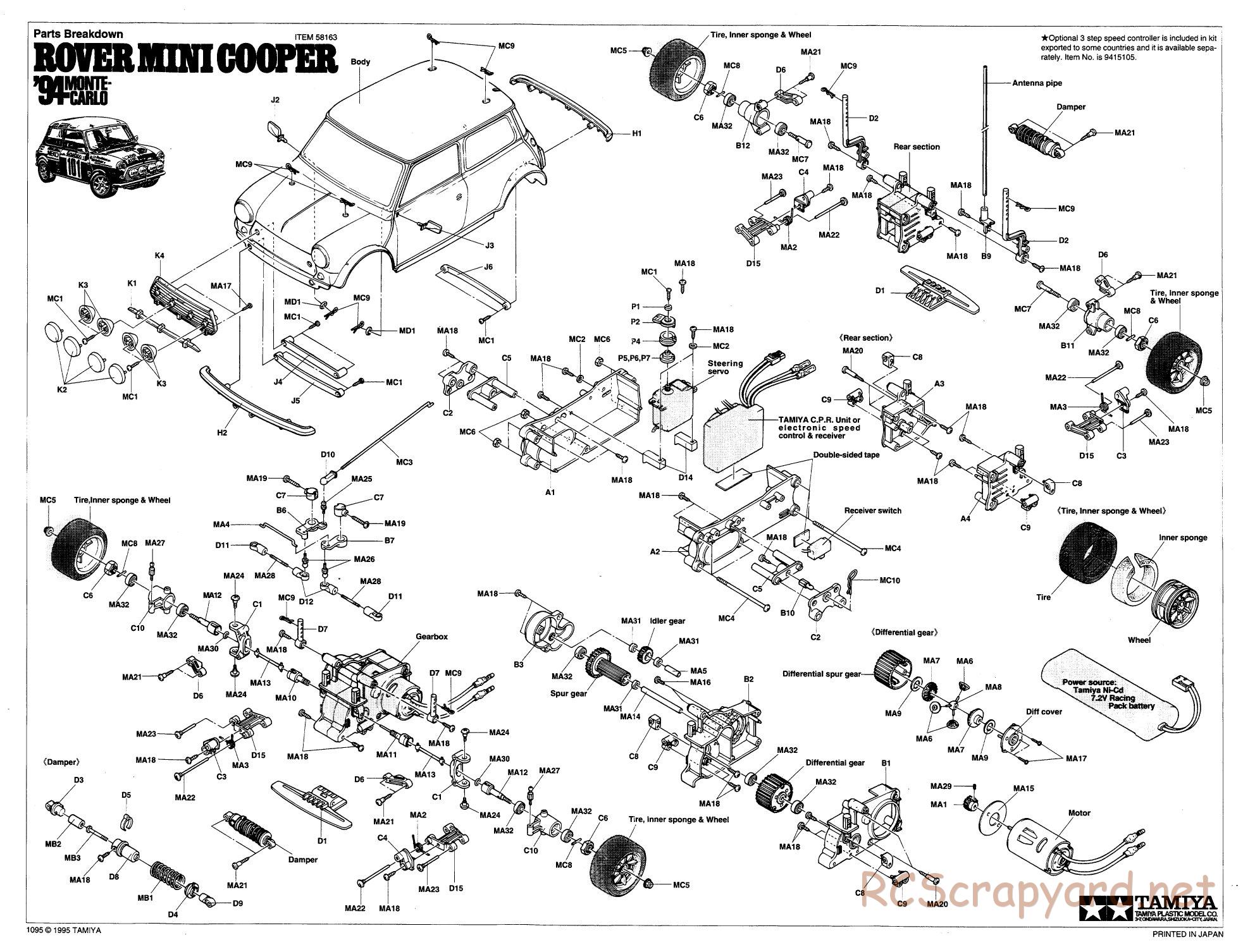 Tamiya - Rover Mini Cooper 94 Monte-Carlo - M01 Chassis - Exploded View - Page 1