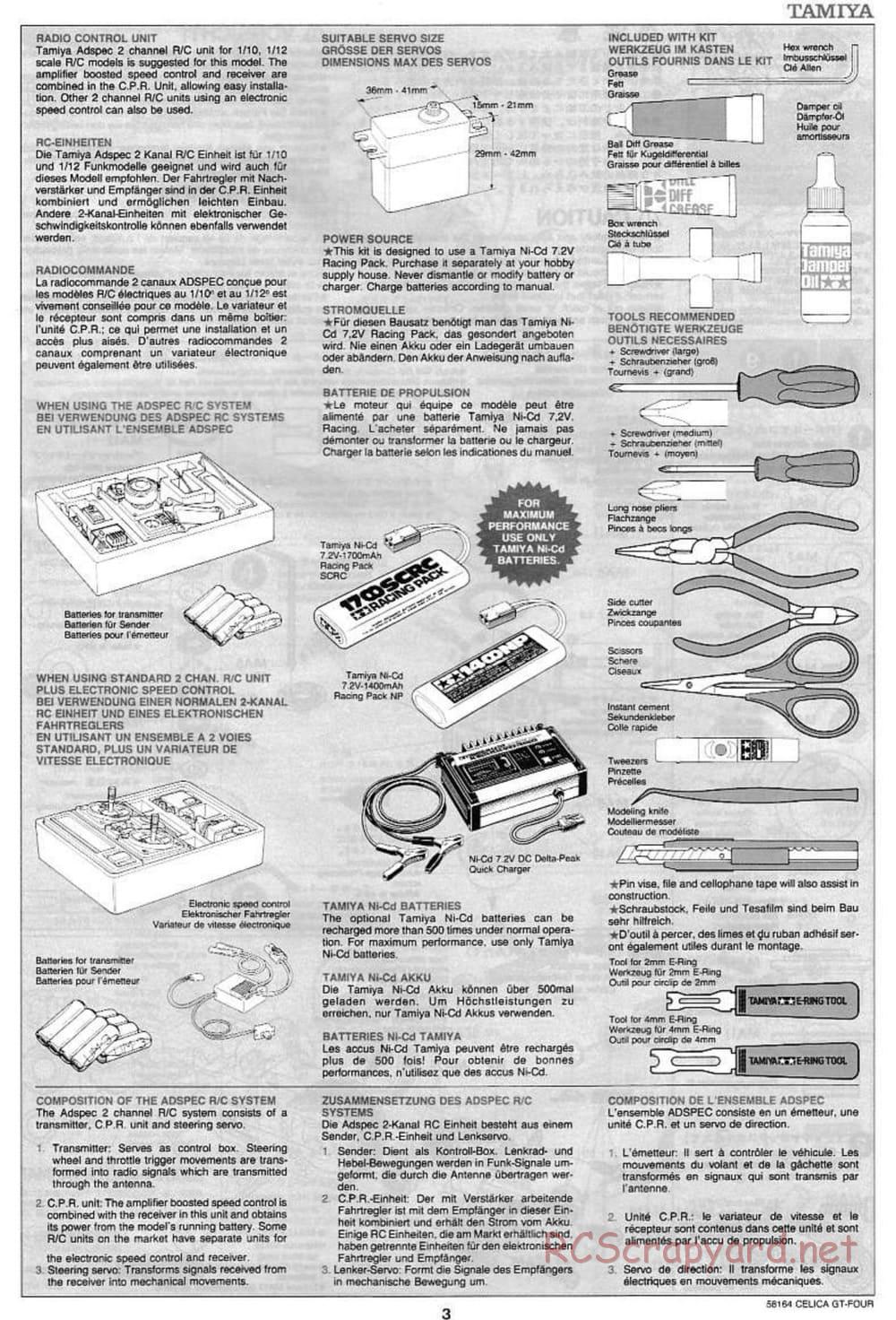 Tamiya - Toyota Celica GT Four - TA-02 Chassis - Manual - Page 3