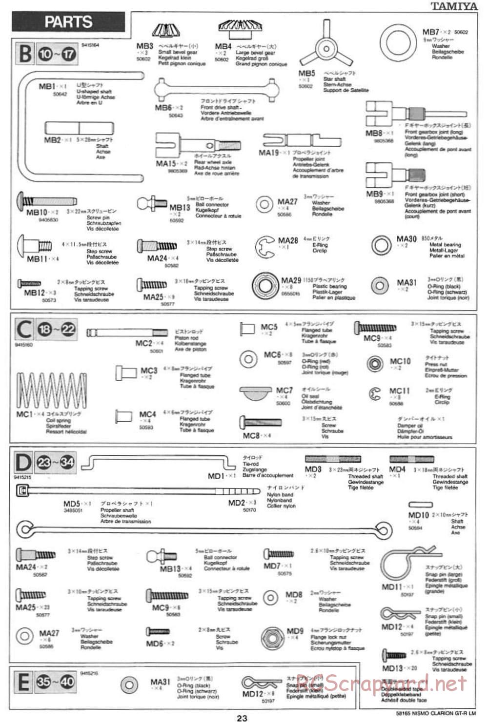 Tamiya - Nismo Clarion GT-R LM - TA-02W Chassis - Manual - Page 23