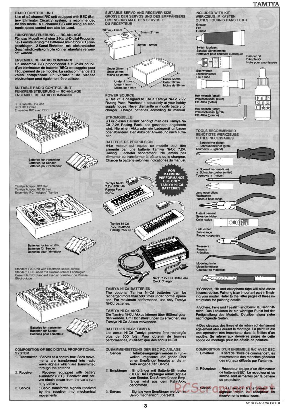 Tamiya - Isuzu Mu Type X - CC-01 Chassis - Manual - Page 3