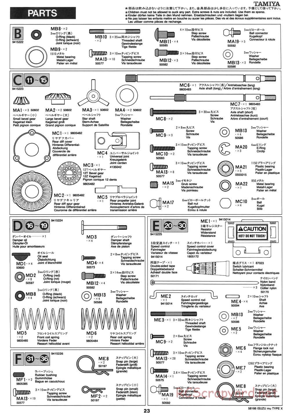 Tamiya - Isuzu Mu Type X - CC-01 Chassis - Manual - Page 23