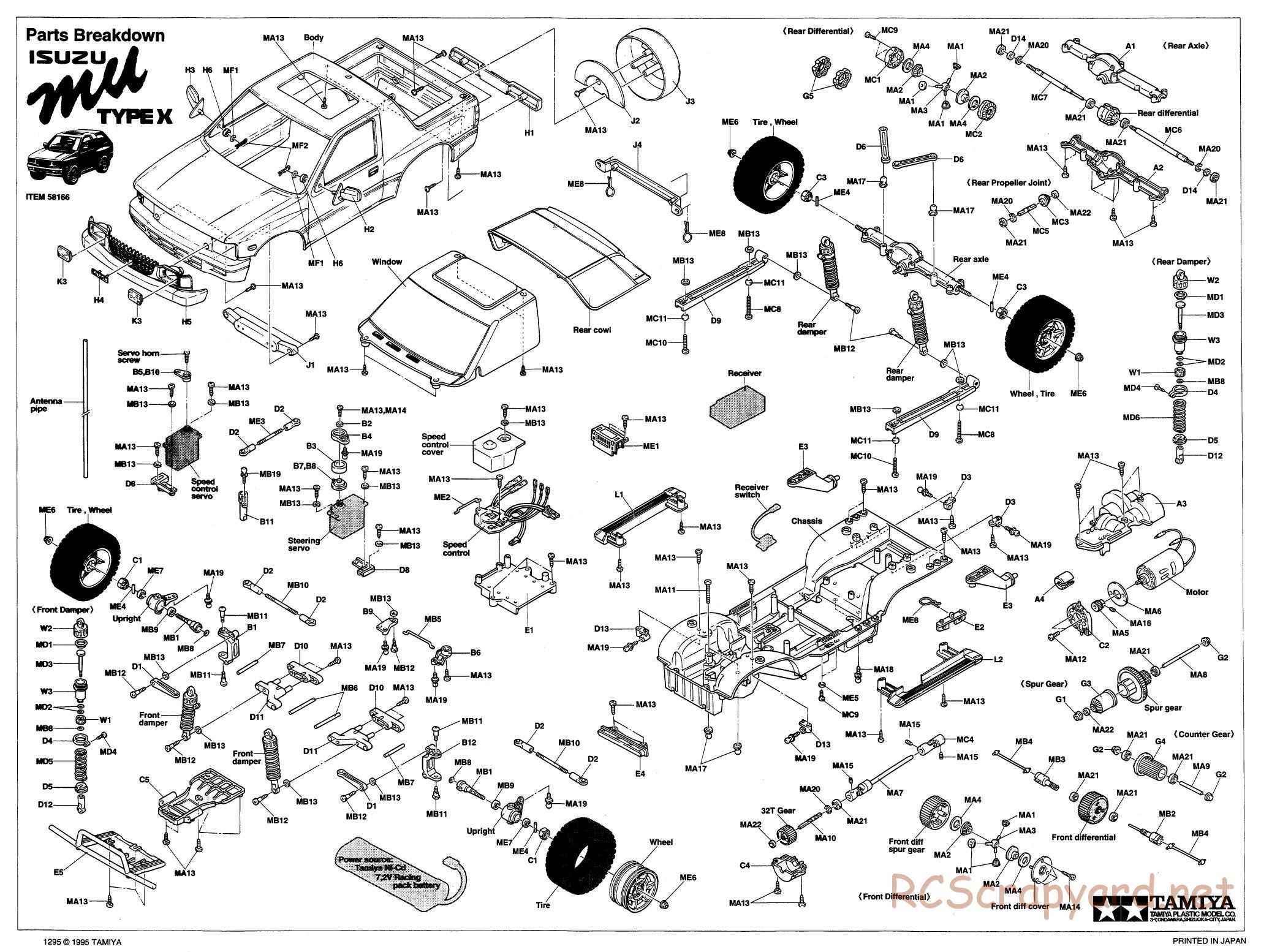 Tamiya - Isuzu Mu Type X - CC-01 Chassis - Exploded View - Page 1