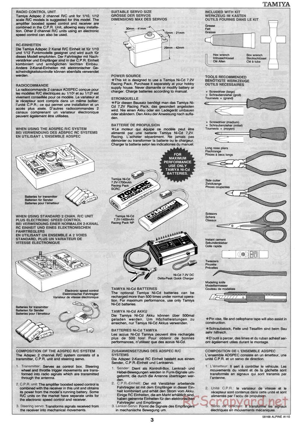 Tamiya - Alpine A110 - M02 Chassis - Manual - Page 3