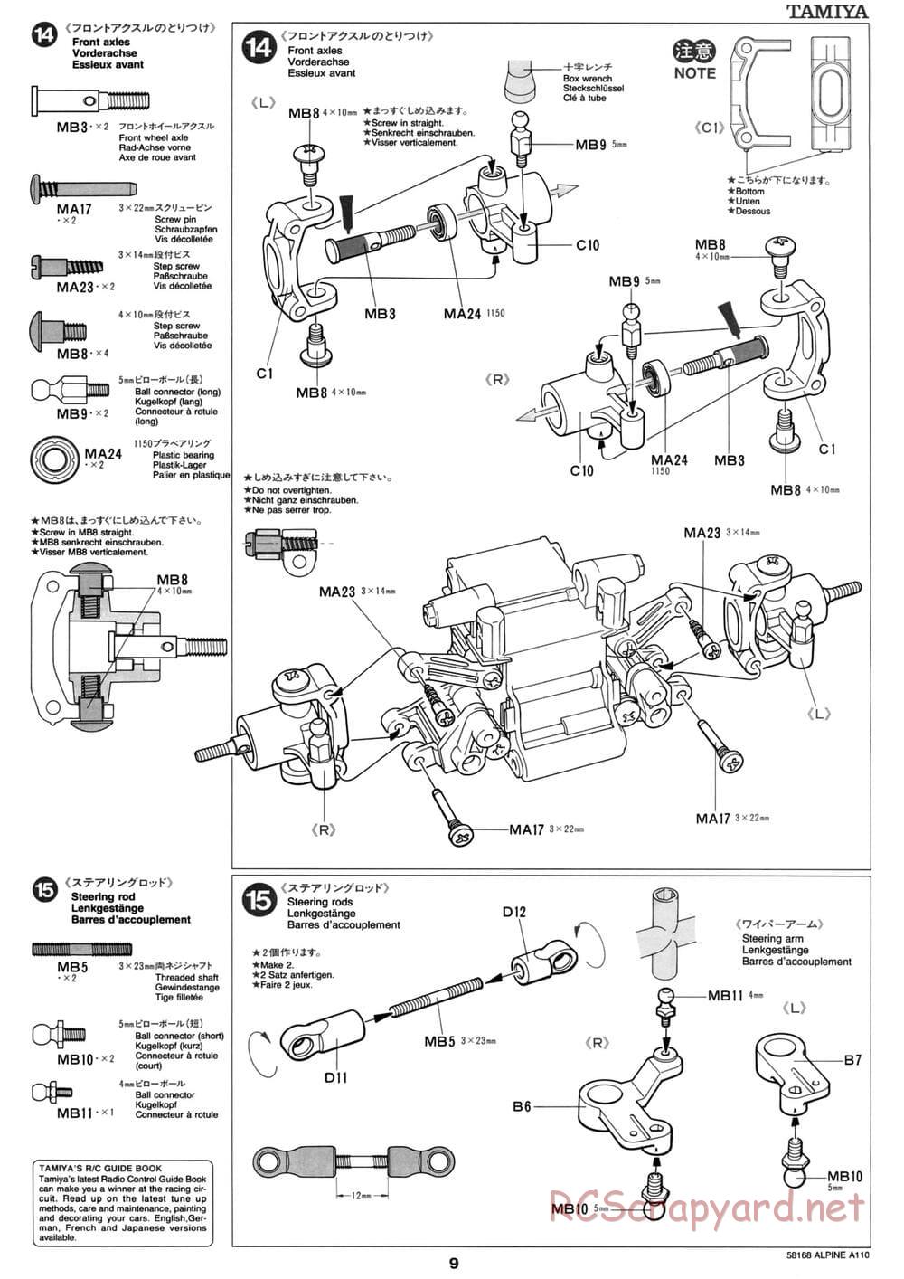 Tamiya - Alpine A110 - M02 Chassis - Manual - Page 9
