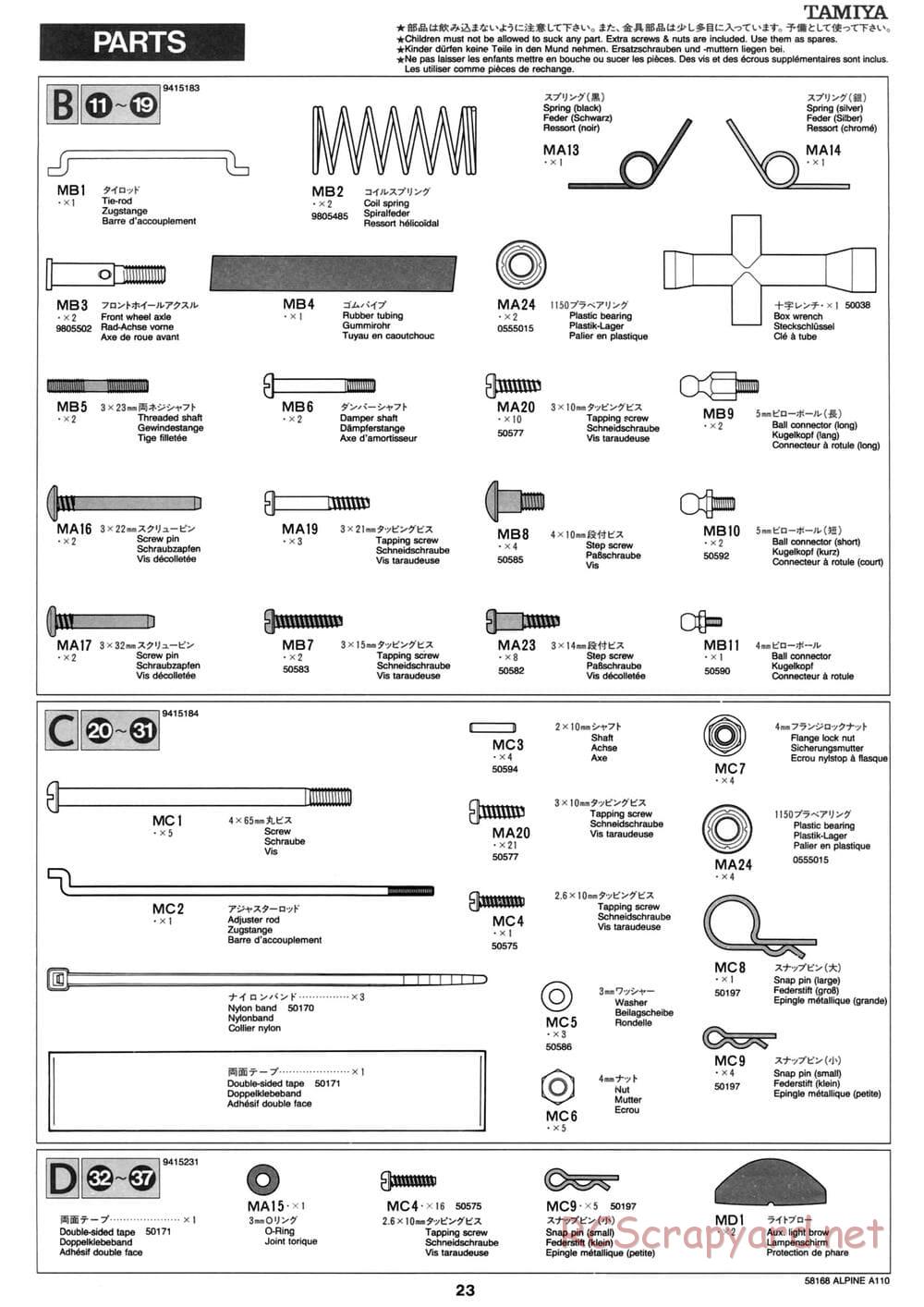 Tamiya - Alpine A110 - M02 Chassis - Manual - Page 23