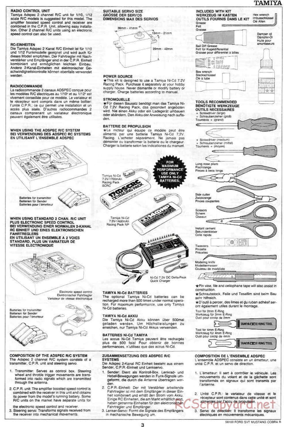 Tamiya - Ford SVT Mustang Cobra-R - TA-02 Chassis - Manual - Page 3