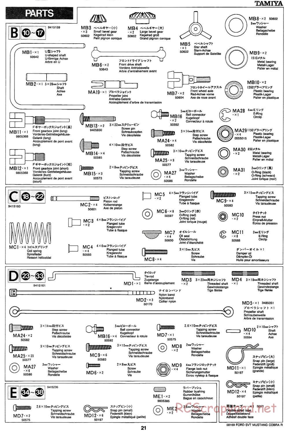 Tamiya - Ford SVT Mustang Cobra-R - TA-02 Chassis - Manual - Page 23