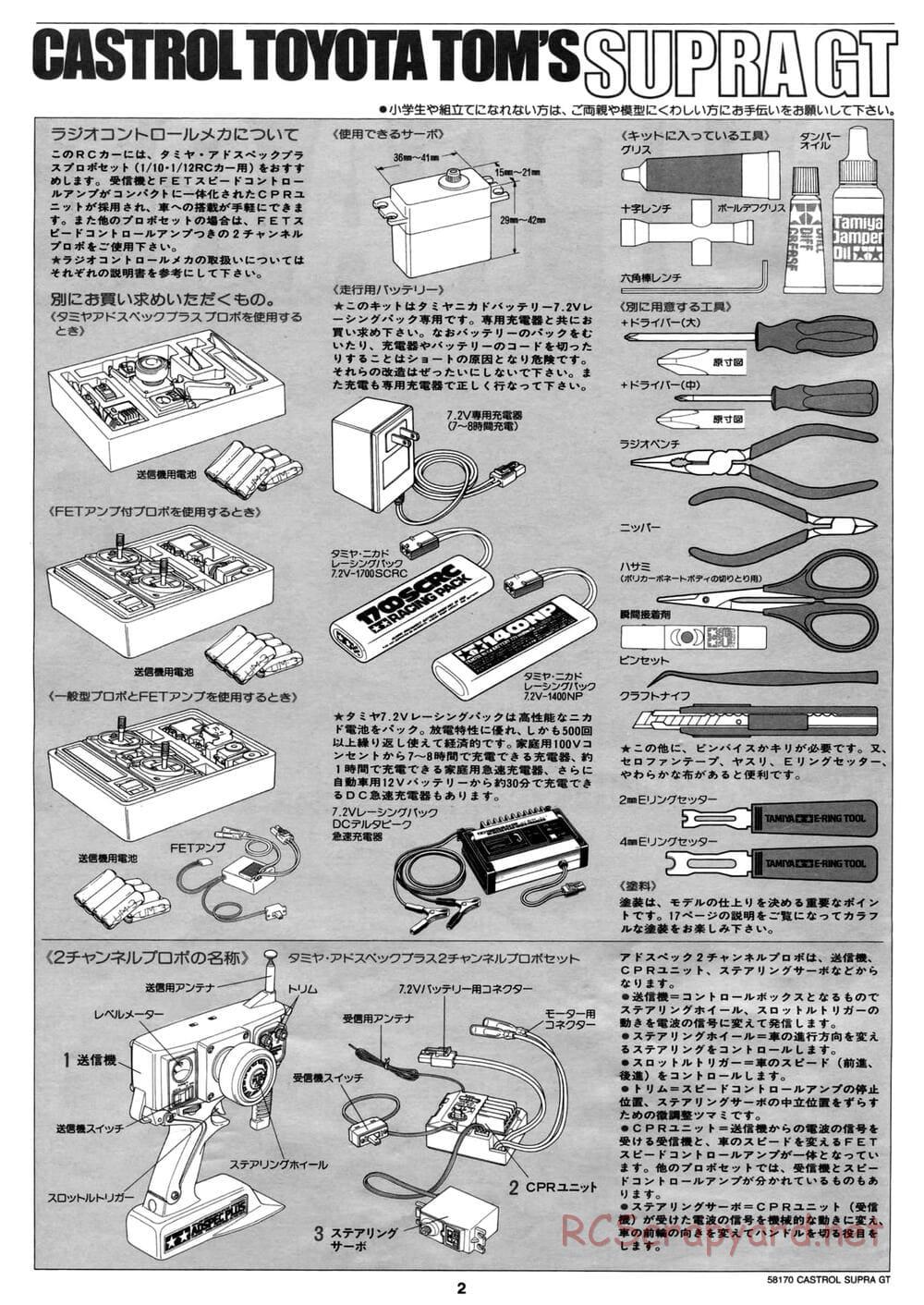 Tamiya - Castrol Toyota Tom's Supra GT - TA-02W Chassis - Manual - Page 2