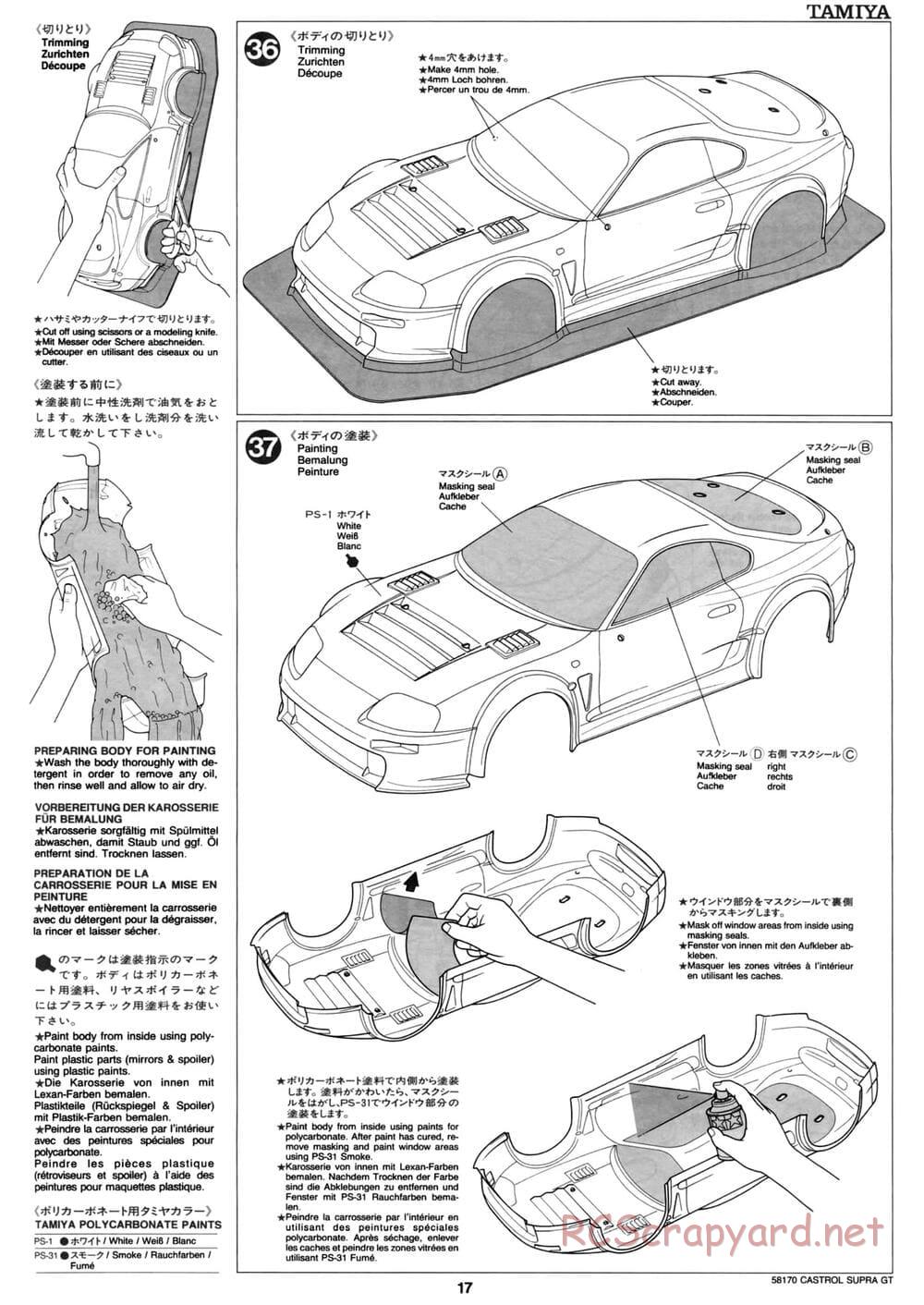Tamiya - Castrol Toyota Tom's Supra GT - TA-02W Chassis - Manual - Page 17