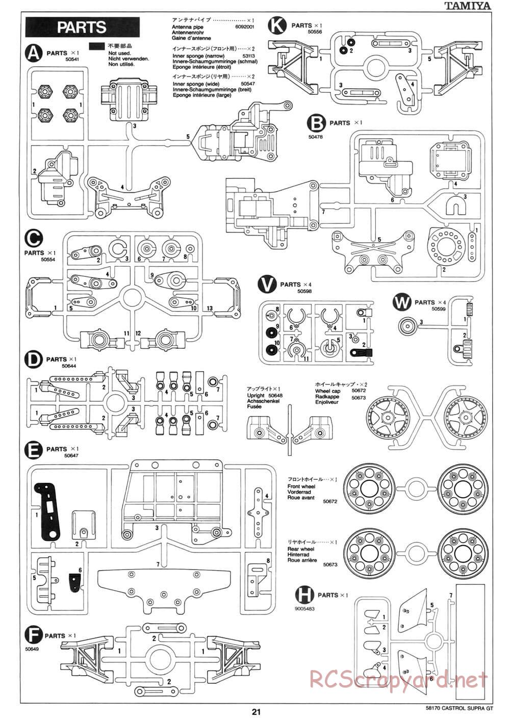 Tamiya - Castrol Toyota Tom's Supra GT - TA-02W Chassis - Manual - Page 21