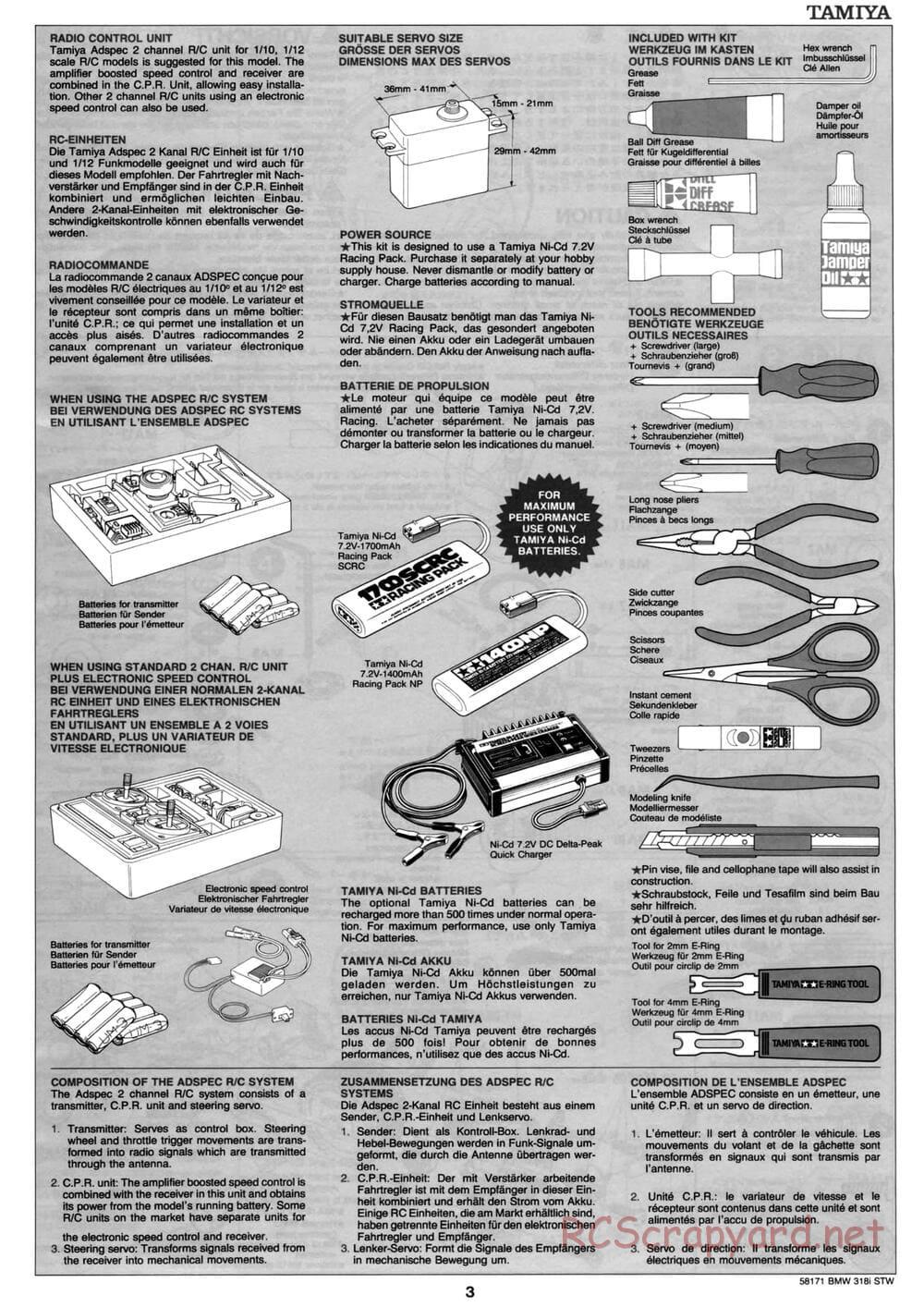 Tamiya - BMW 318i STW - TA-02 Chassis - Manual - Page 3