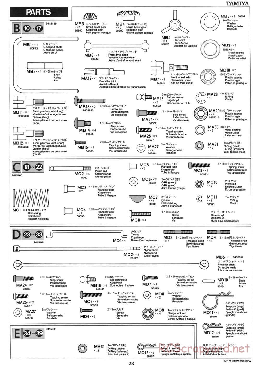 Tamiya - BMW 318i STW - TA-02 Chassis - Manual - Page 23