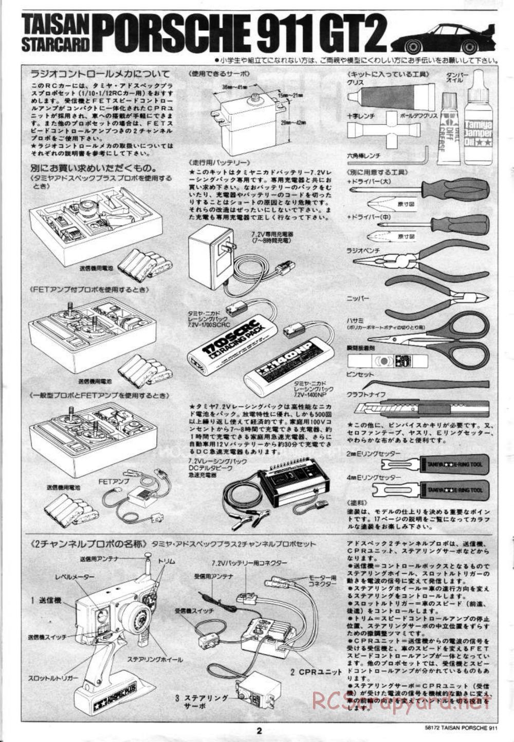 Tamiya - Taisan Starcard Porsche 911 GT2 - TA-02SW Chassis - Manual - Page 2