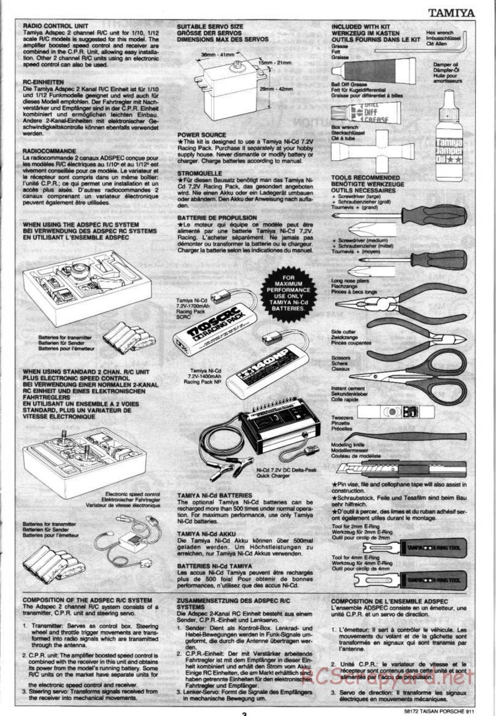 Tamiya - Taisan Starcard Porsche 911 GT2 - TA-02SW Chassis - Manual - Page 3