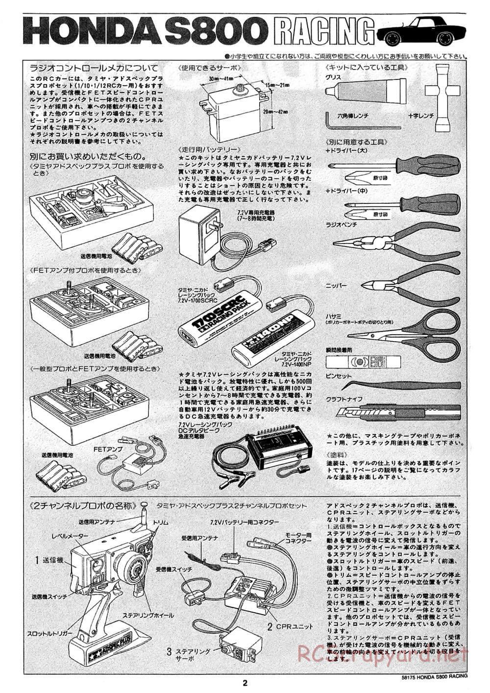 Tamiya - Honda S800 Racing - M02 Chassis - Manual - Page 2