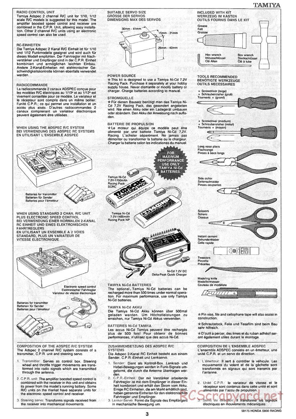 Tamiya - Honda S800 Racing - M02 Chassis - Manual - Page 3