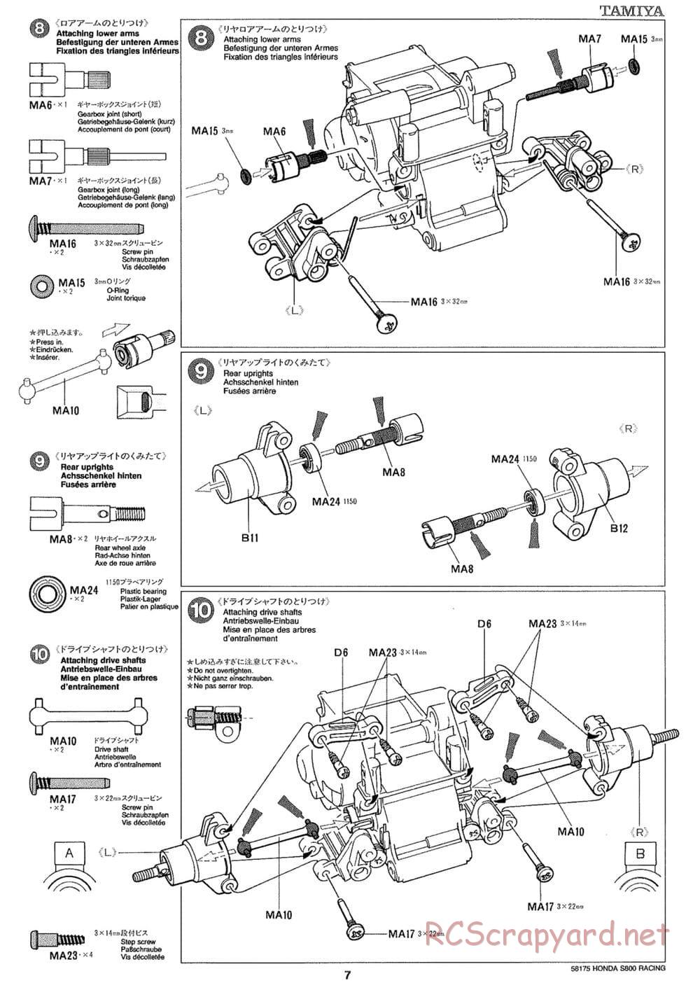 Tamiya - Honda S800 Racing - M02 Chassis - Manual - Page 7