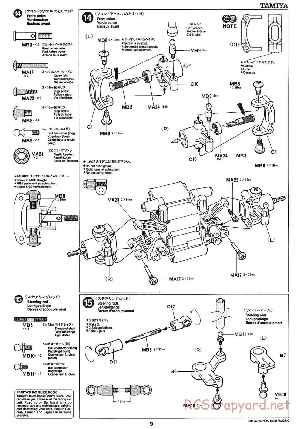 Tamiya - Honda S800 Racing - M02 Chassis - Manual - Page 9