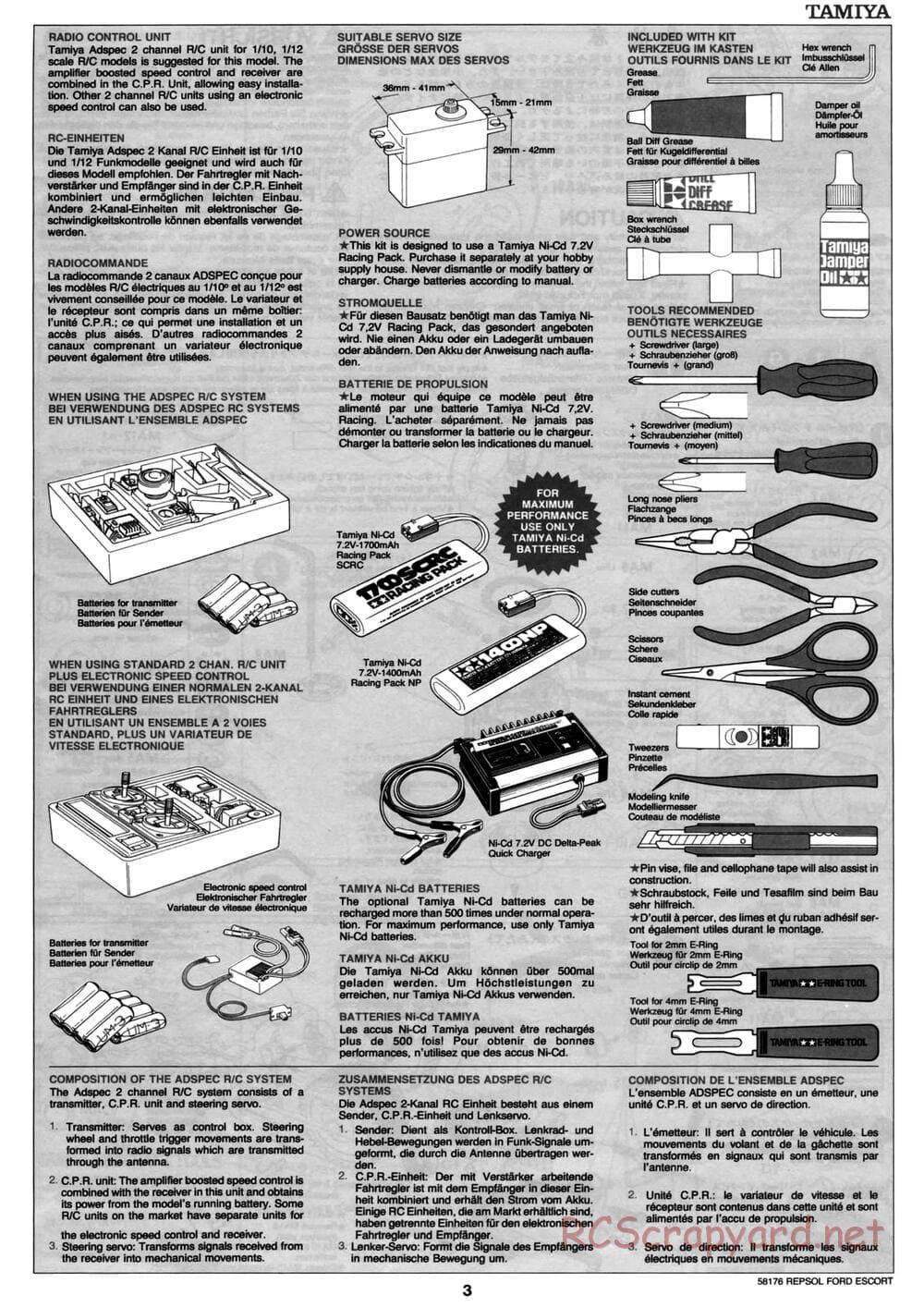 Tamiya - Repsol Ford Escort RS Cosworth - TA-02 Chassis - Manual - Page 3