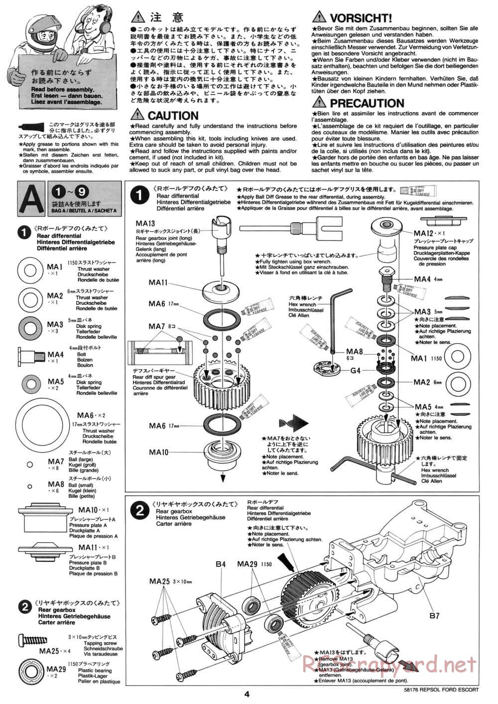 Tamiya - Repsol Ford Escort RS Cosworth - TA-02 Chassis - Manual - Page 4