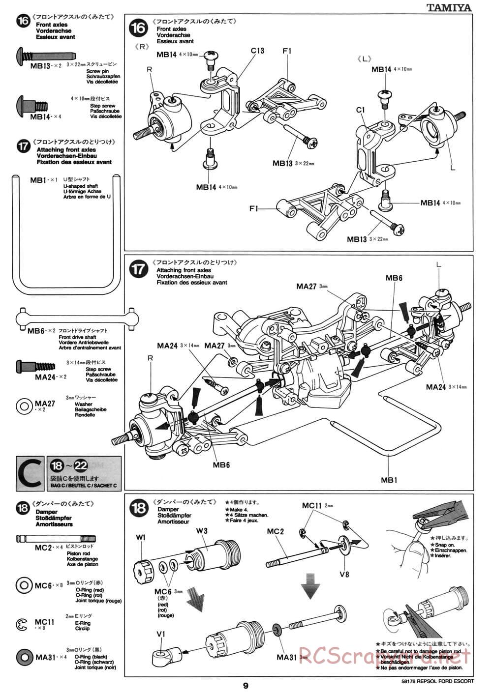 Tamiya - Repsol Ford Escort RS Cosworth - TA-02 Chassis - Manual - Page 9