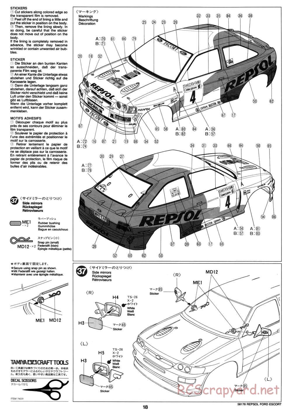 Tamiya - Repsol Ford Escort RS Cosworth - TA-02 Chassis - Manual - Page 18