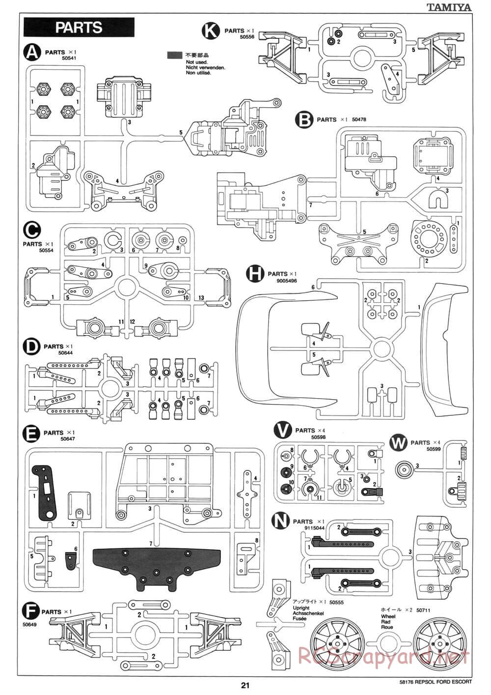 Tamiya - Repsol Ford Escort RS Cosworth - TA-02 Chassis - Manual - Page 21