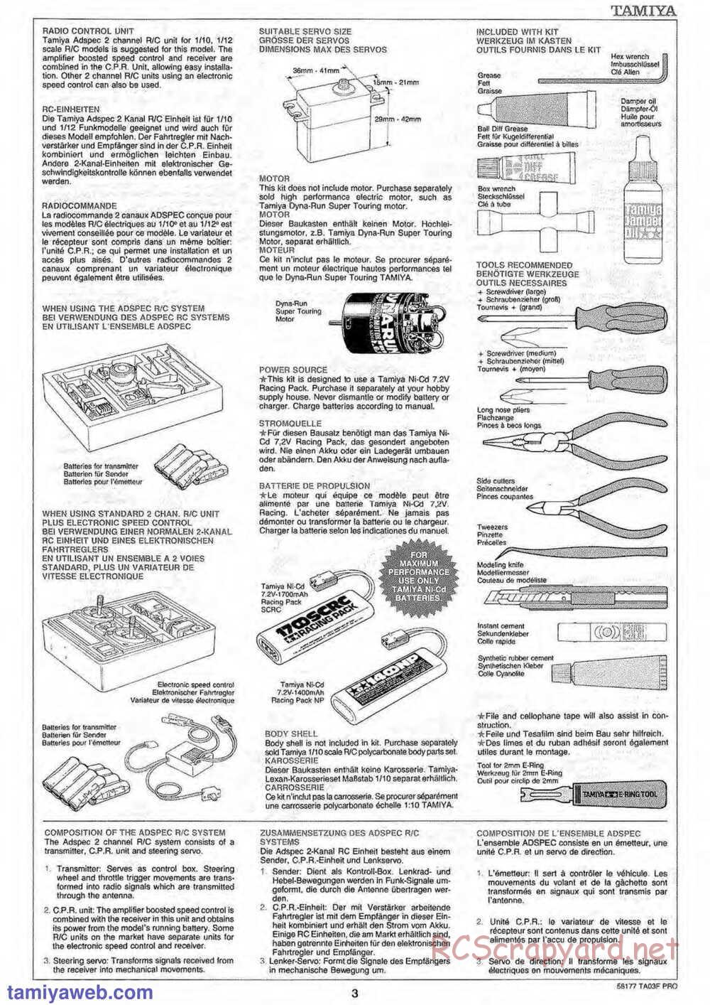 Tamiya - TA-03F Pro Chassis - Manual - Page 3