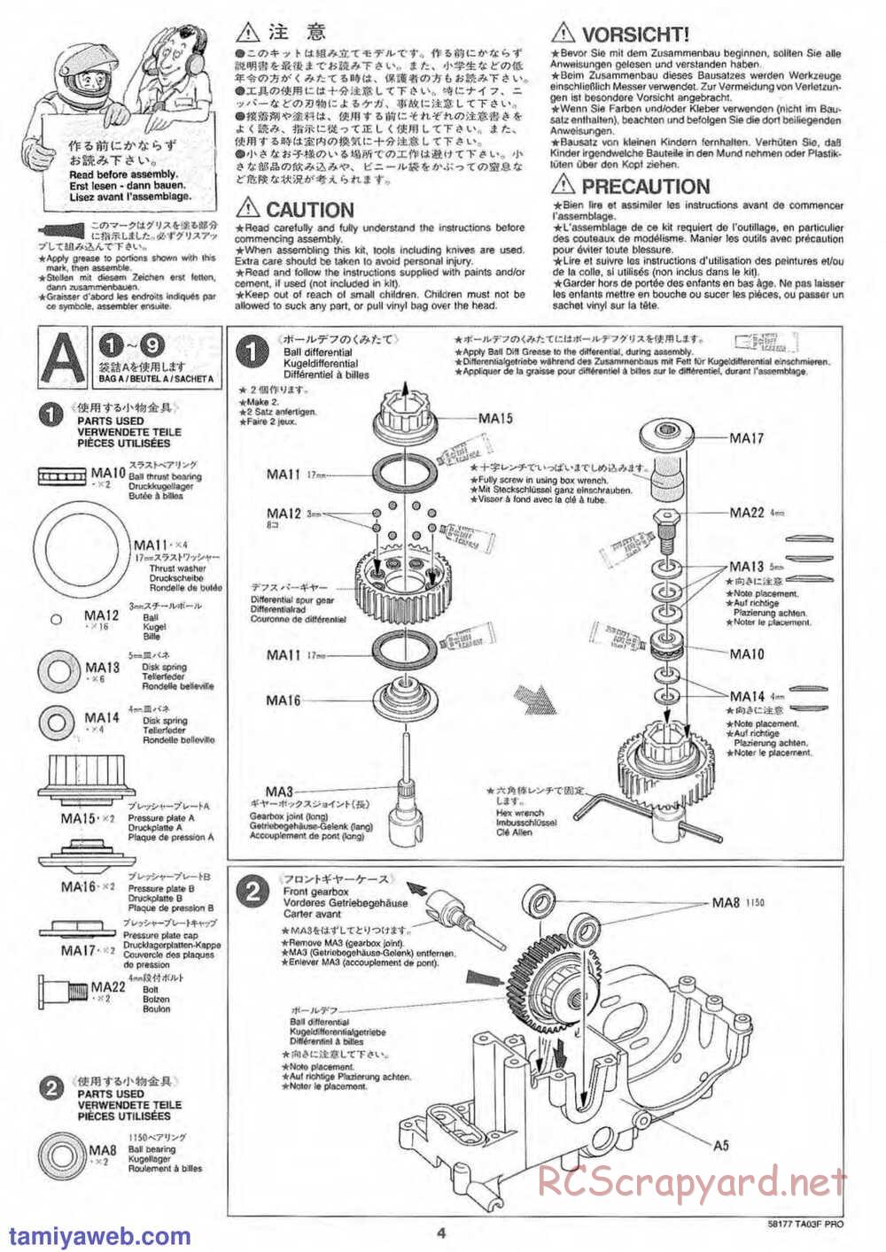 Tamiya - TA-03F Pro Chassis - Manual - Page 4