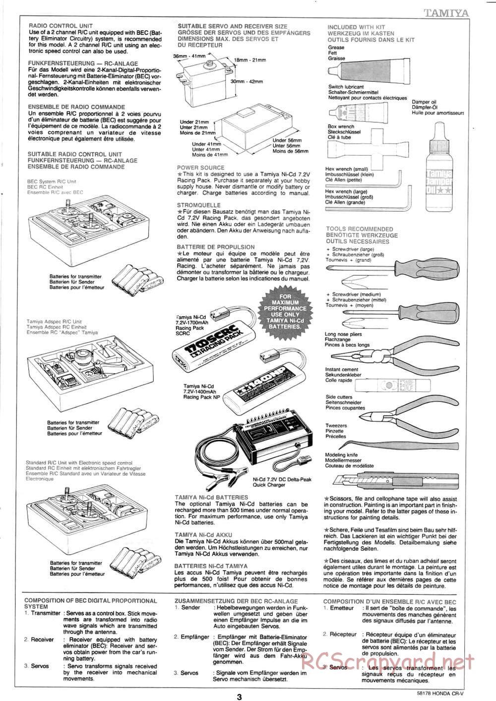 Tamiya - Honda CR-V - CC-01 Chassis - Manual - Page 3