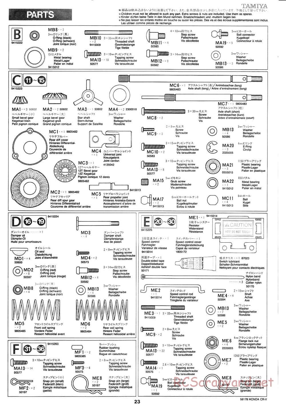 Tamiya - Honda CR-V - CC-01 Chassis - Manual - Page 23