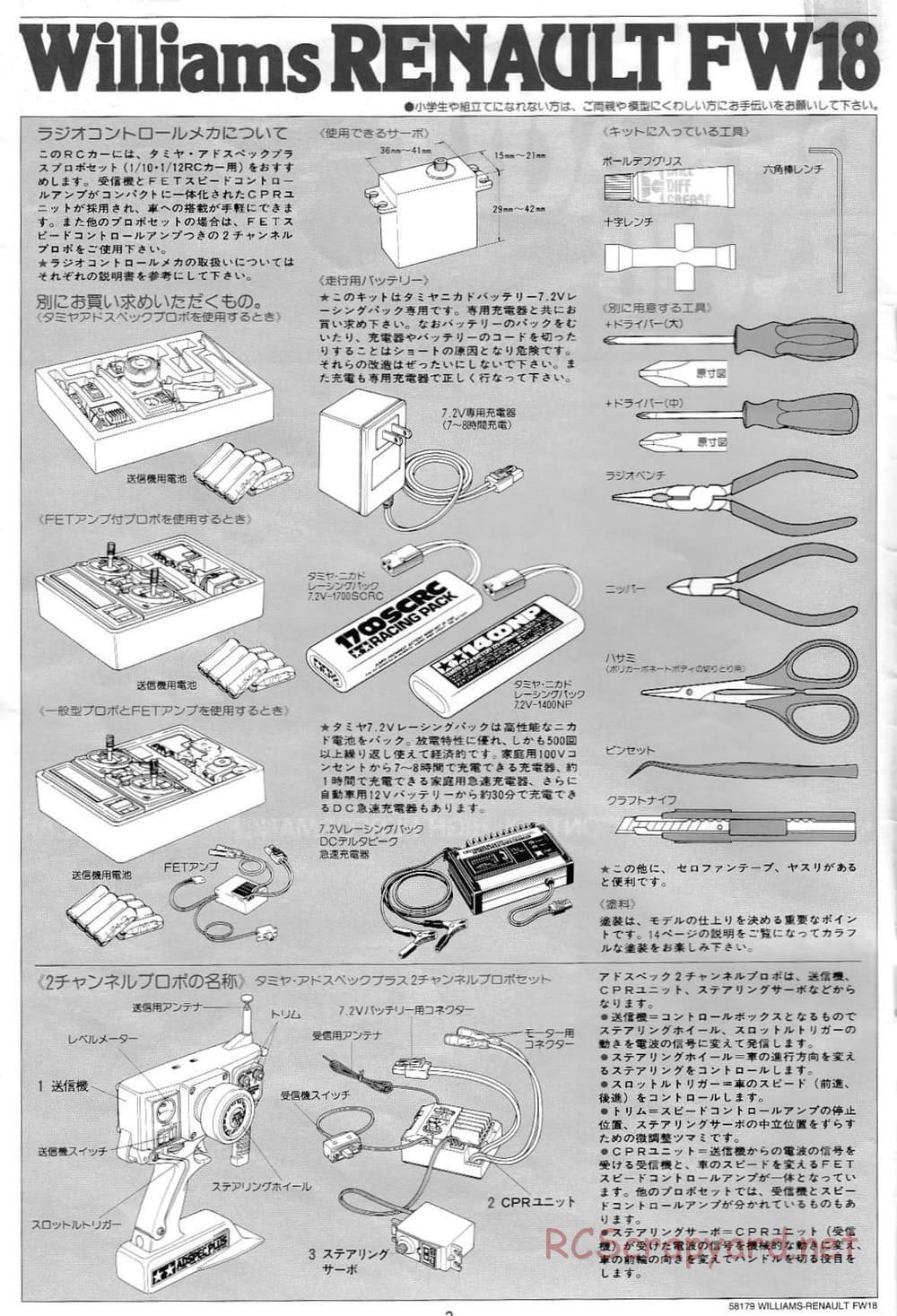 Tamiya - Williams Renault FW18 - F103RS Chassis - Manual - Page 2