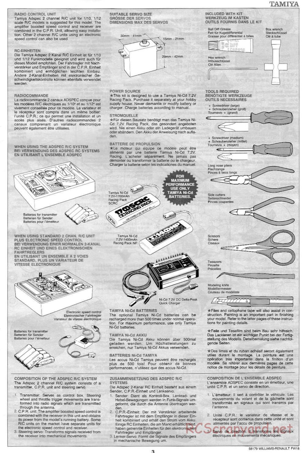 Tamiya - Williams Renault FW18 - F103RS Chassis - Manual - Page 3