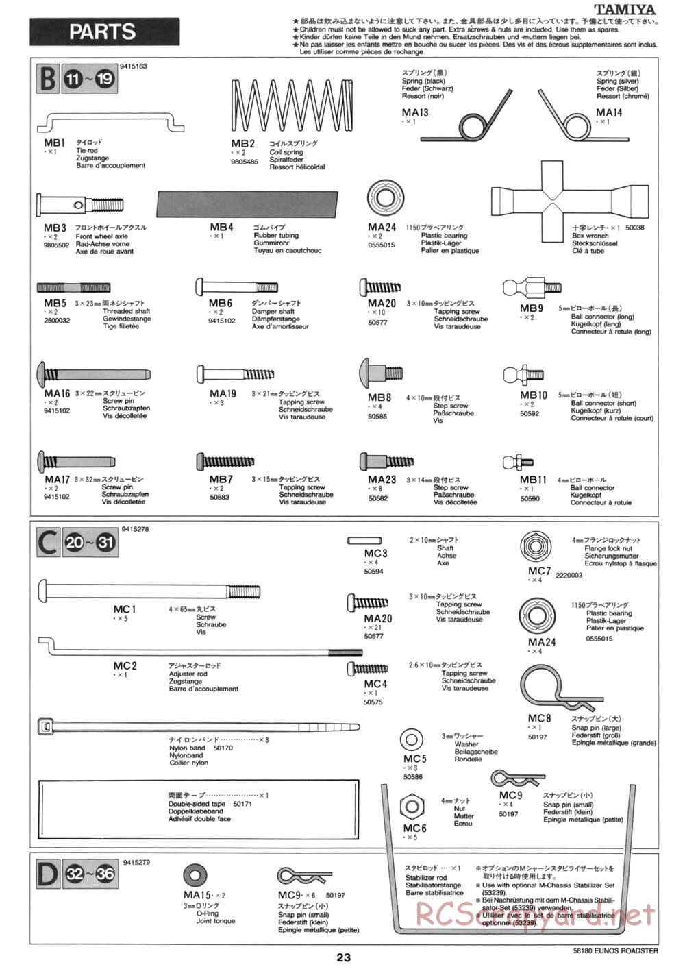 Tamiya - Eunos Roadster - M02M Chassis - Manual - Page 23