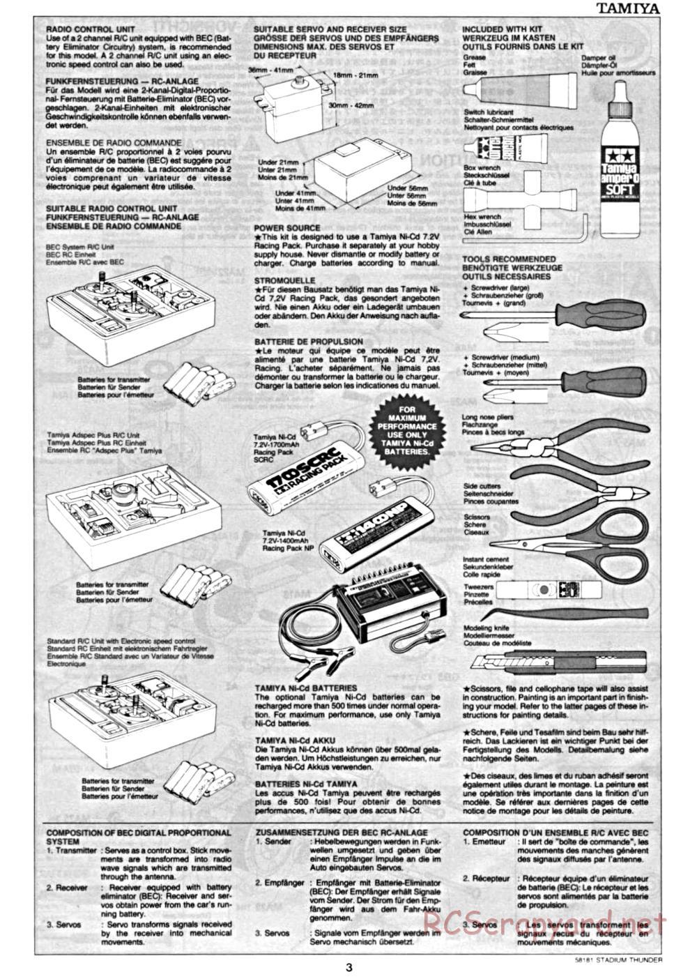 Tamiya - Stadium Thunder Chassis - Manual - Page 3