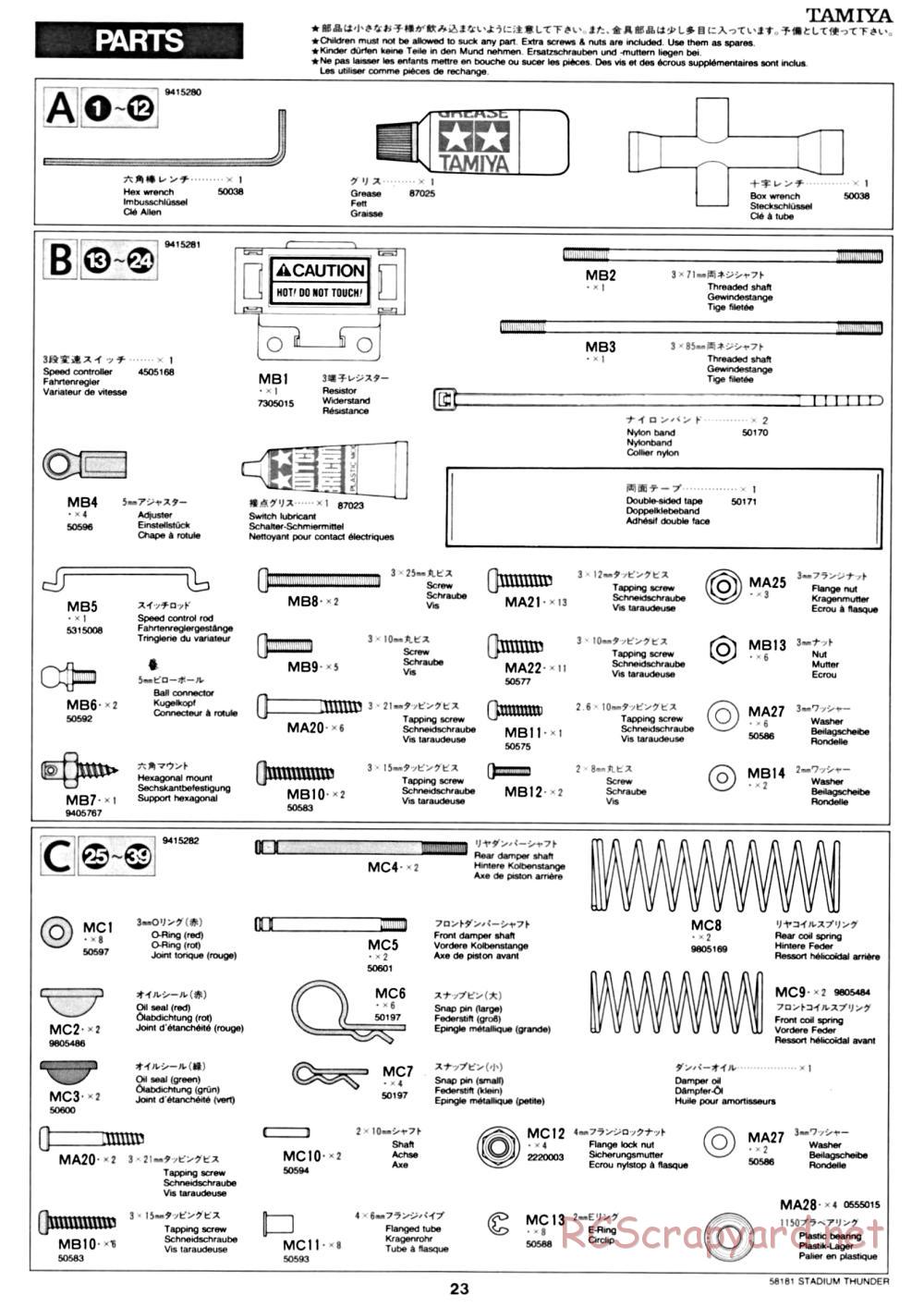 Tamiya - Stadium Thunder Chassis - Manual - Page 23