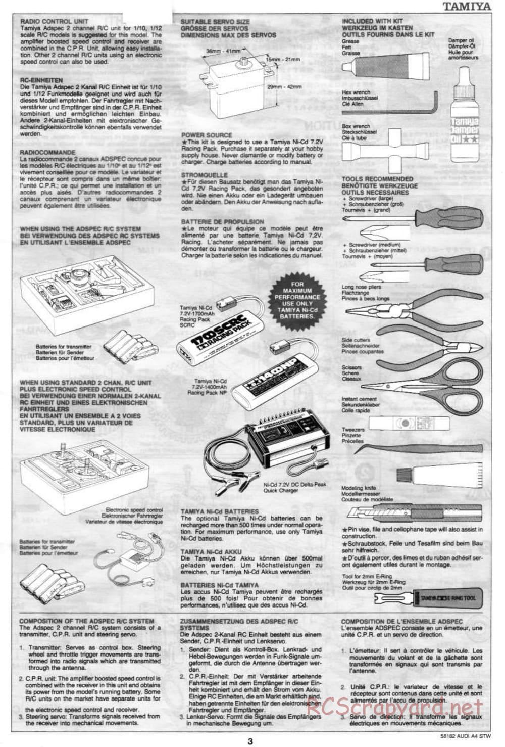 Tamiya - Audi A4 STW - TA-03F Chassis - Manual - Page 3