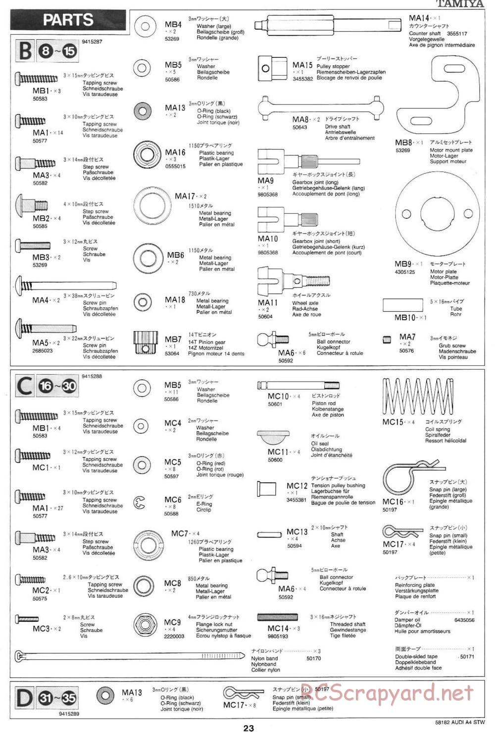 Tamiya - Audi A4 STW - TA-03F Chassis - Manual - Page 23