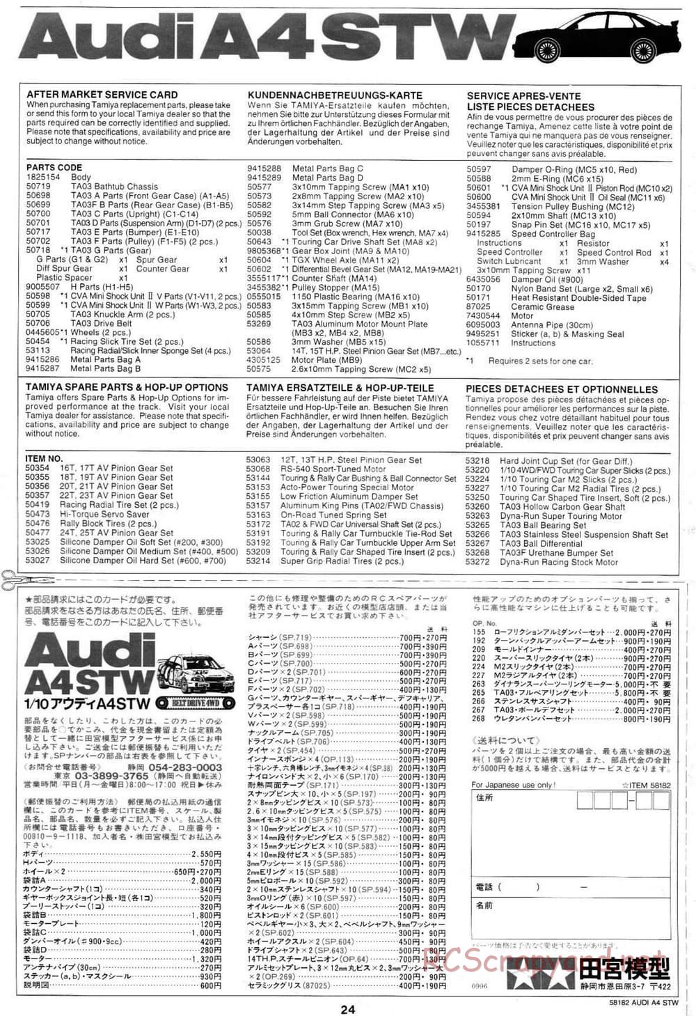 Tamiya - Audi A4 STW - TA-03F Chassis - Manual - Page 24