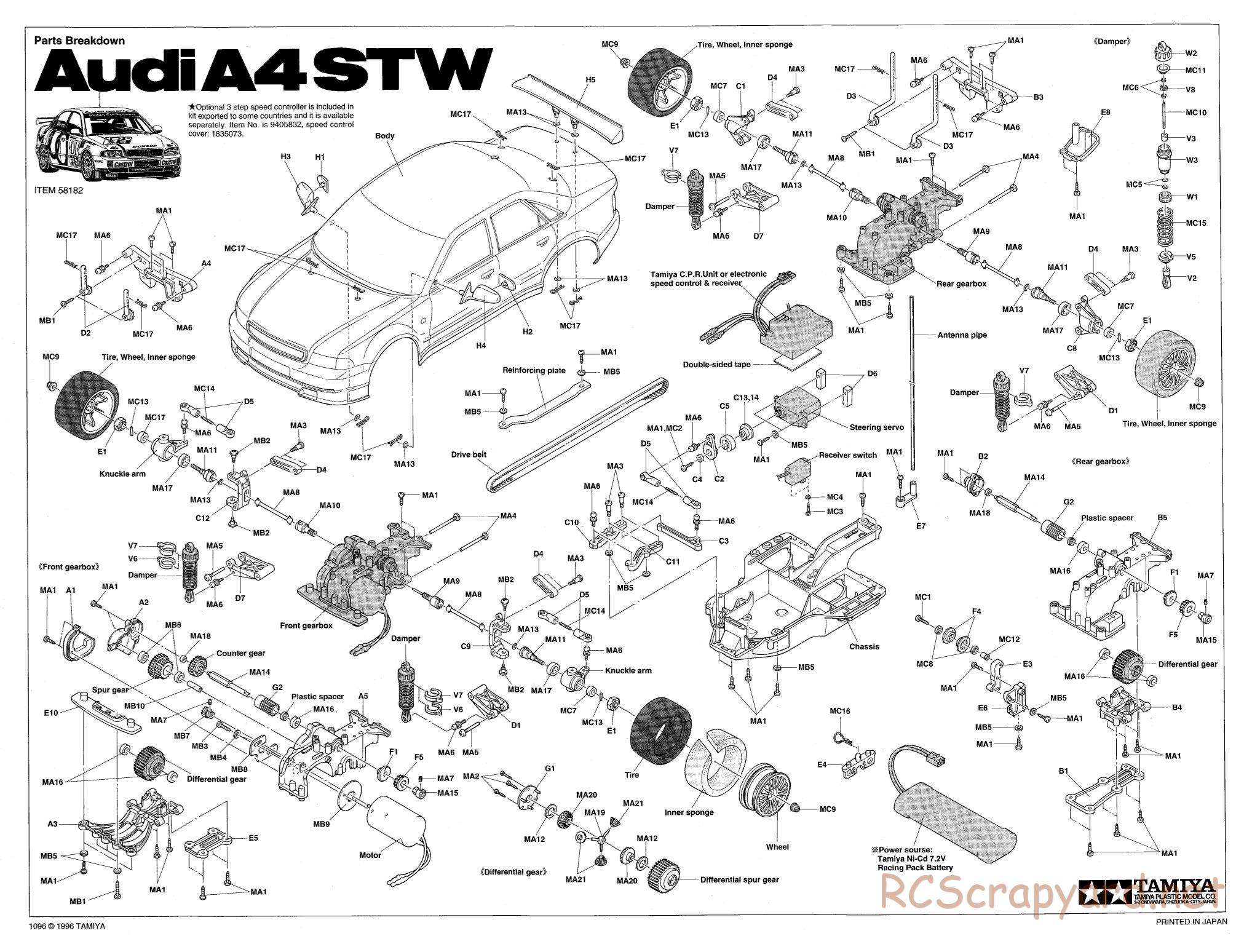 Tamiya - Audi A4 STW - TA-03F Chassis - Exploded View - Page 1