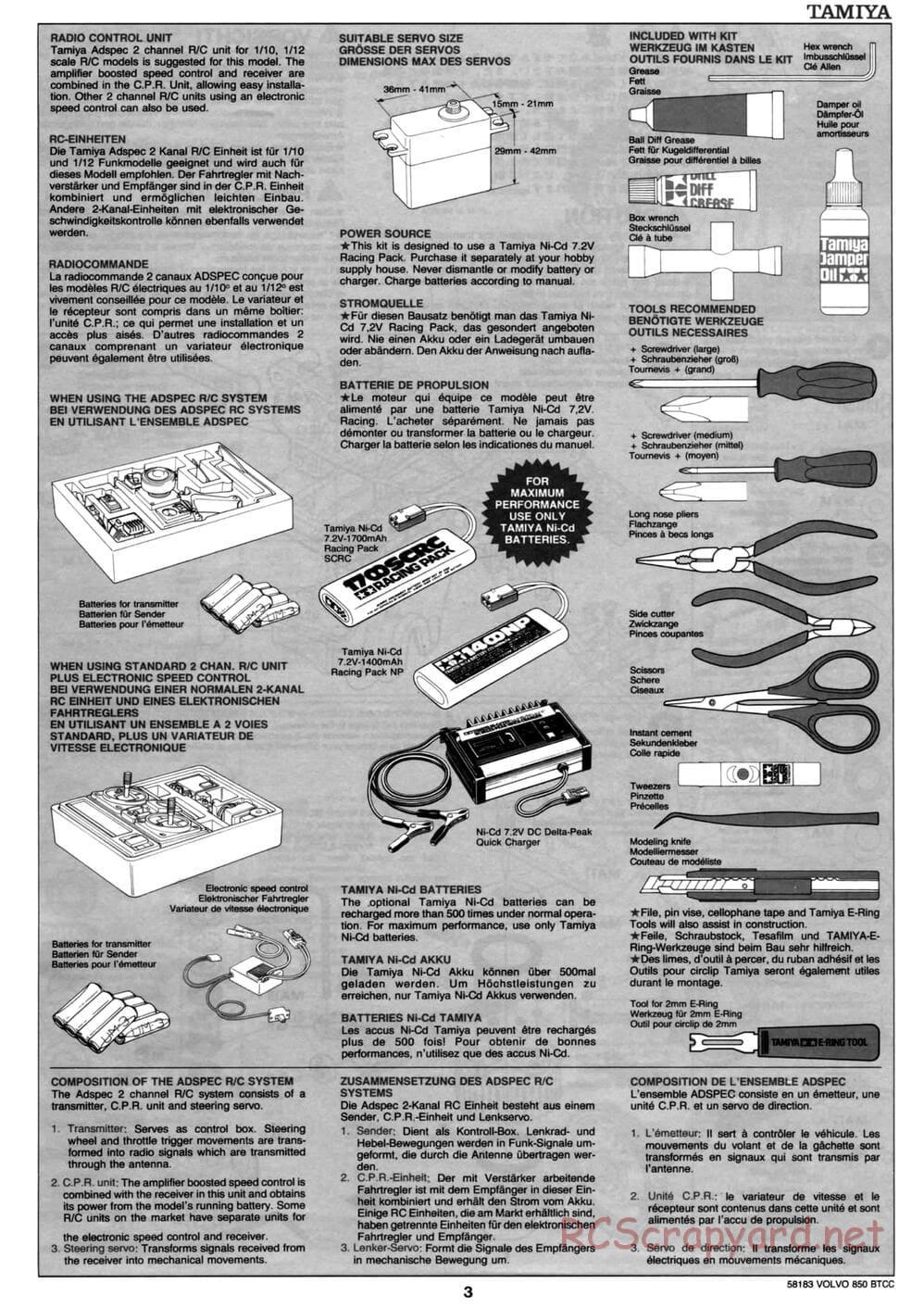 Tamiya - Volvo 850 BTCC - FF-01 Chassis - Manual - Page 3