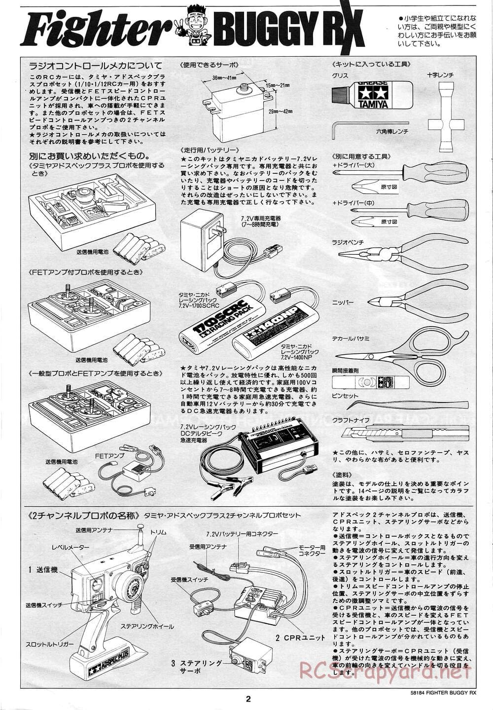 Tamiya - Fighter Buggy RX Chassis - Manual - Page 2